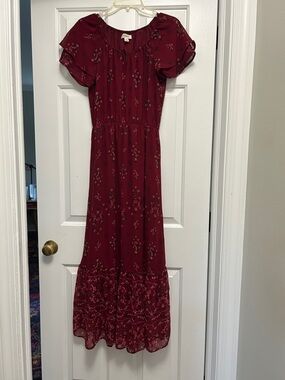 Style & Co. Burgundy Floral Maxi Dress
